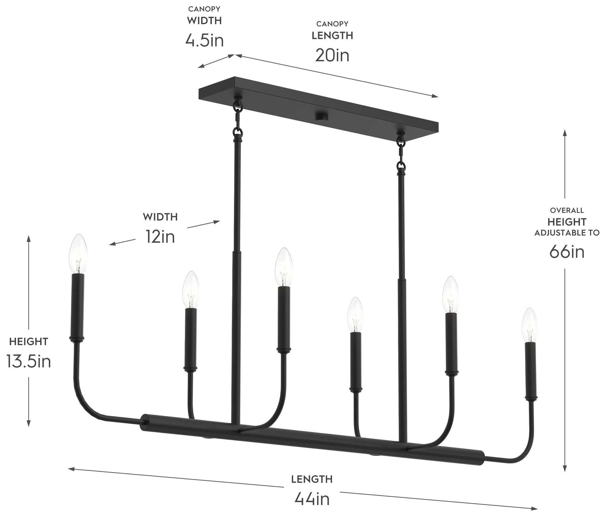 Image 6 Reines Six-Light Linear  Chandelier more views
