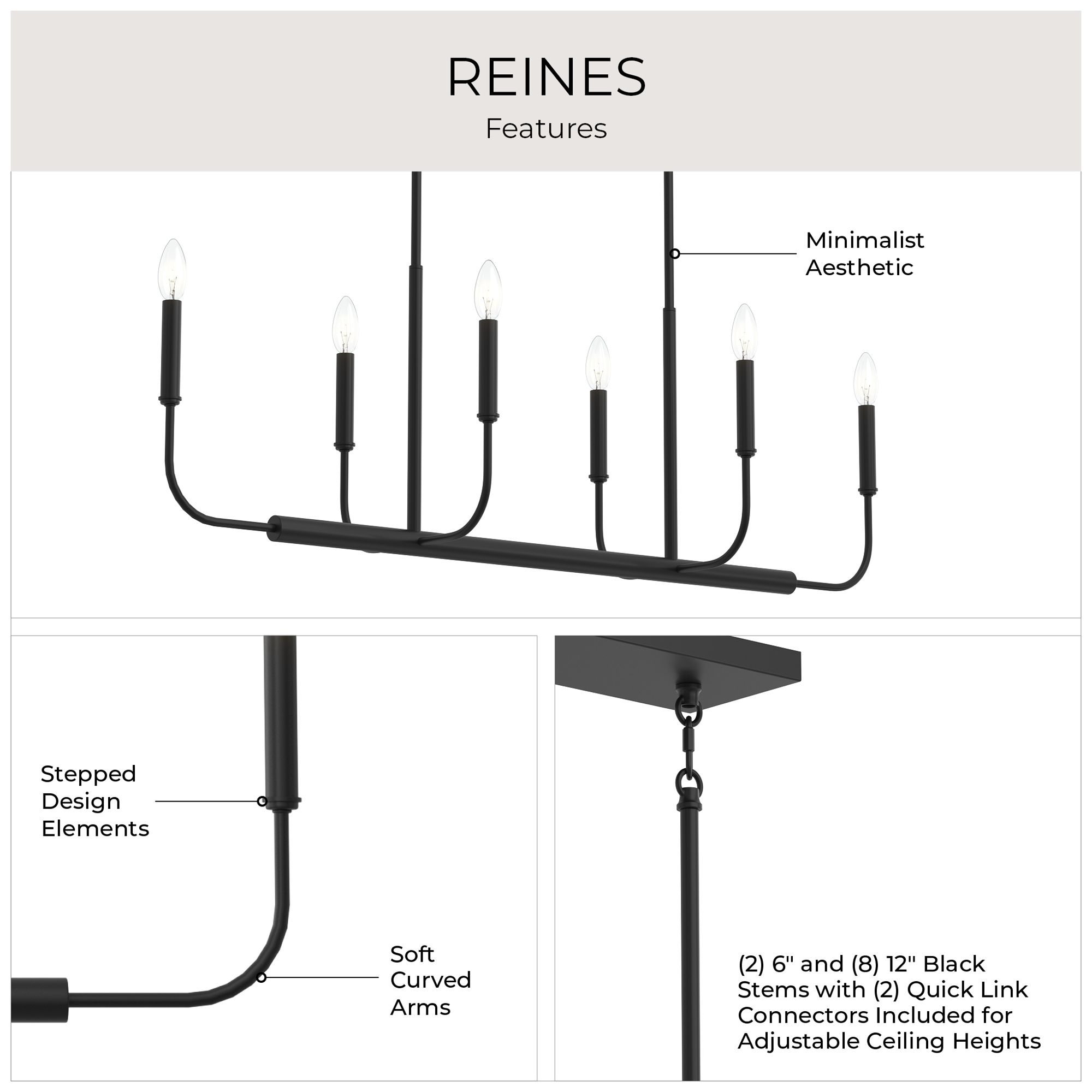 Reines Six-Light Linear  Chandelier