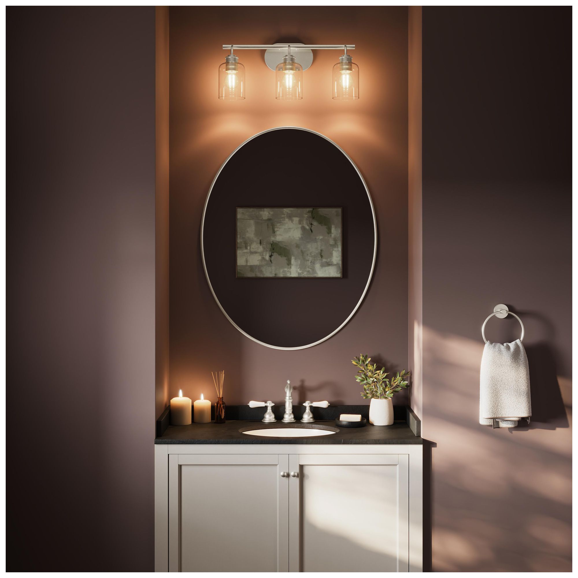 Image 4 Reines Three-Light Bath Vanity with Clear Glass Shades more views
