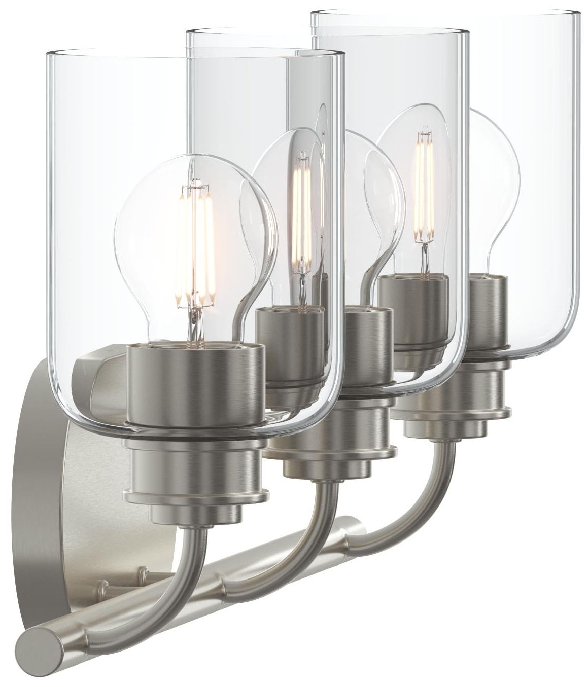 Reines Three-Light Bath Vanity with Clear Glass Shades