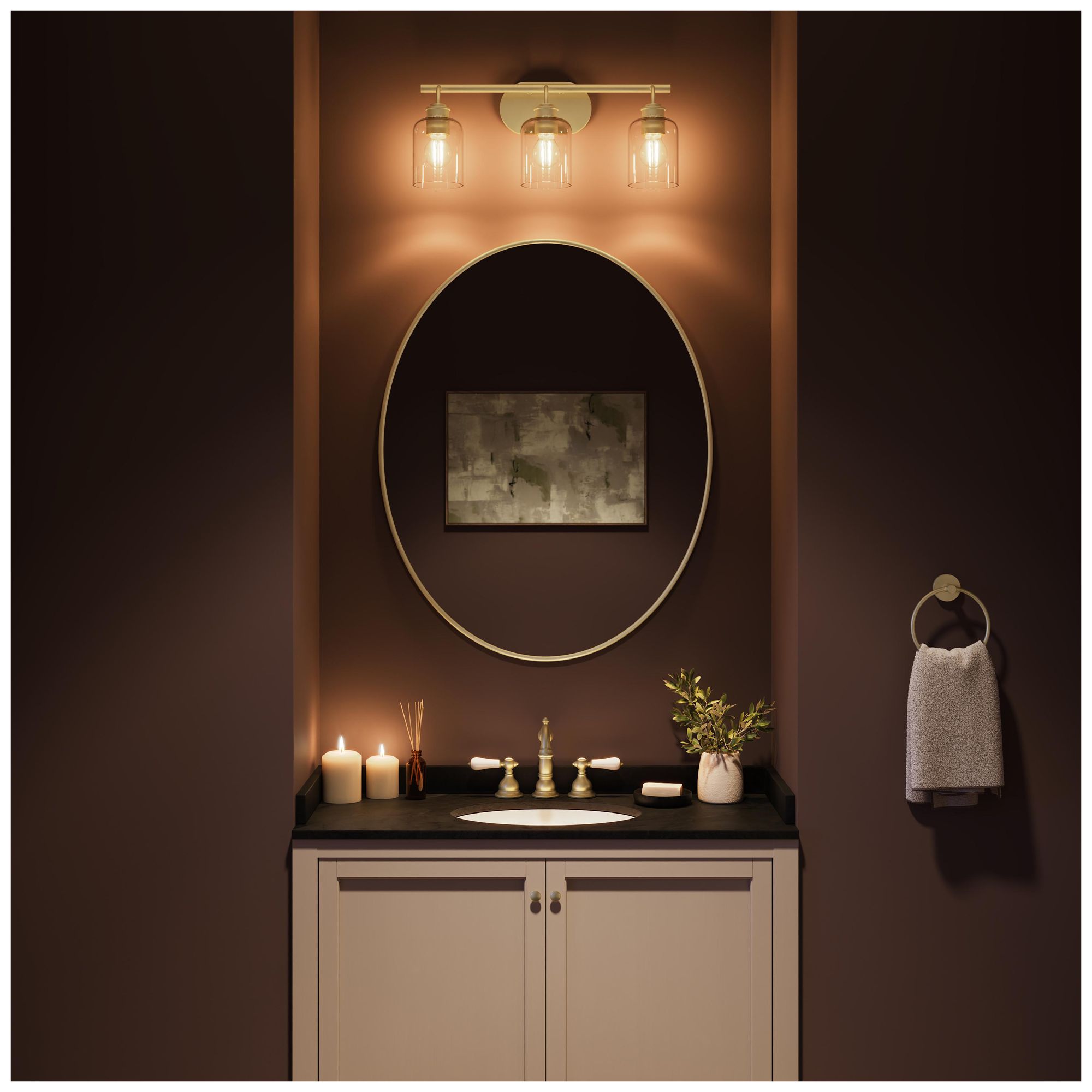 Image 5 Reines Three-Light Bath Vanity with Clear Glass Shades more views