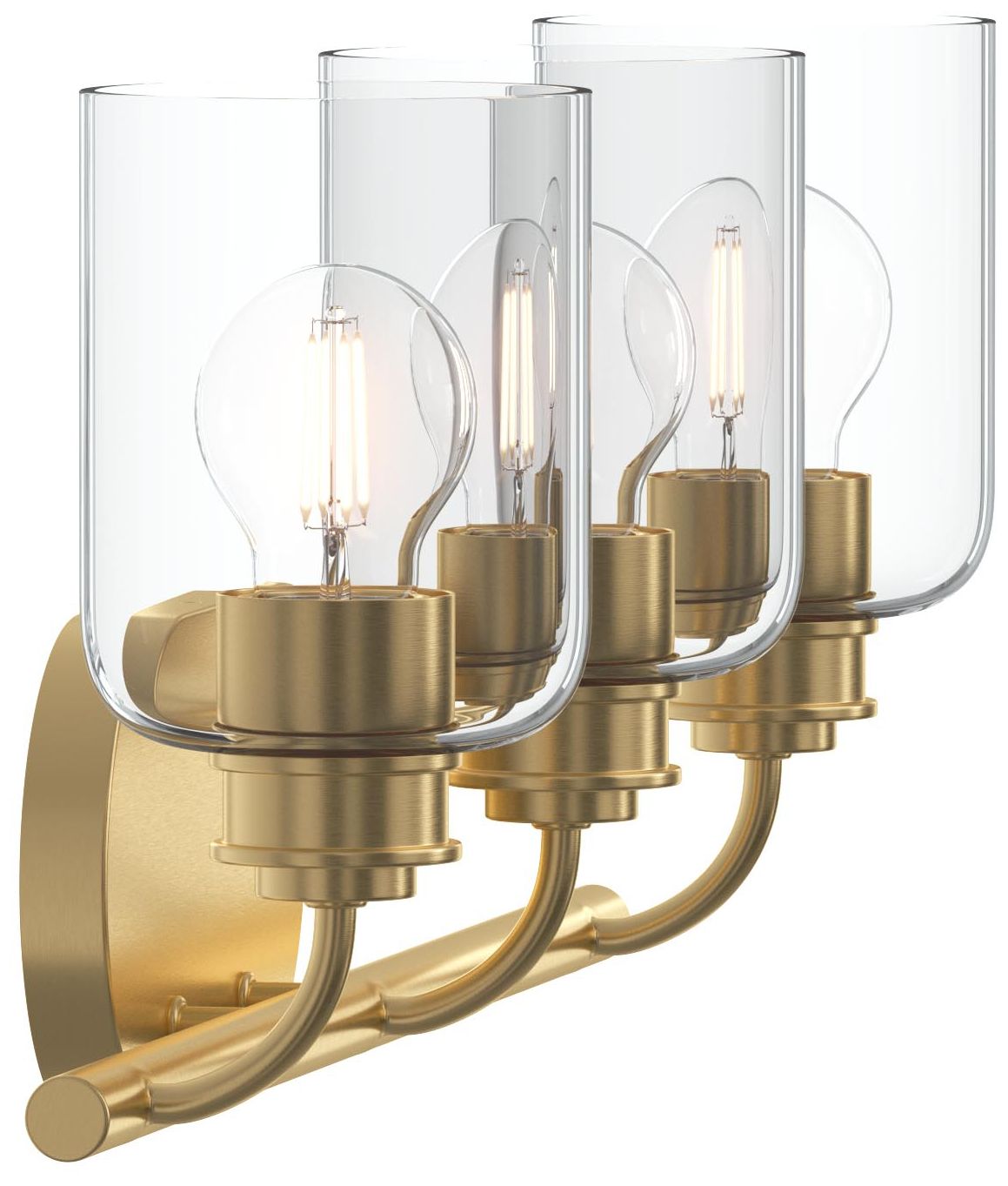 Reines Three-Light Bath Vanity with Clear Glass Shades