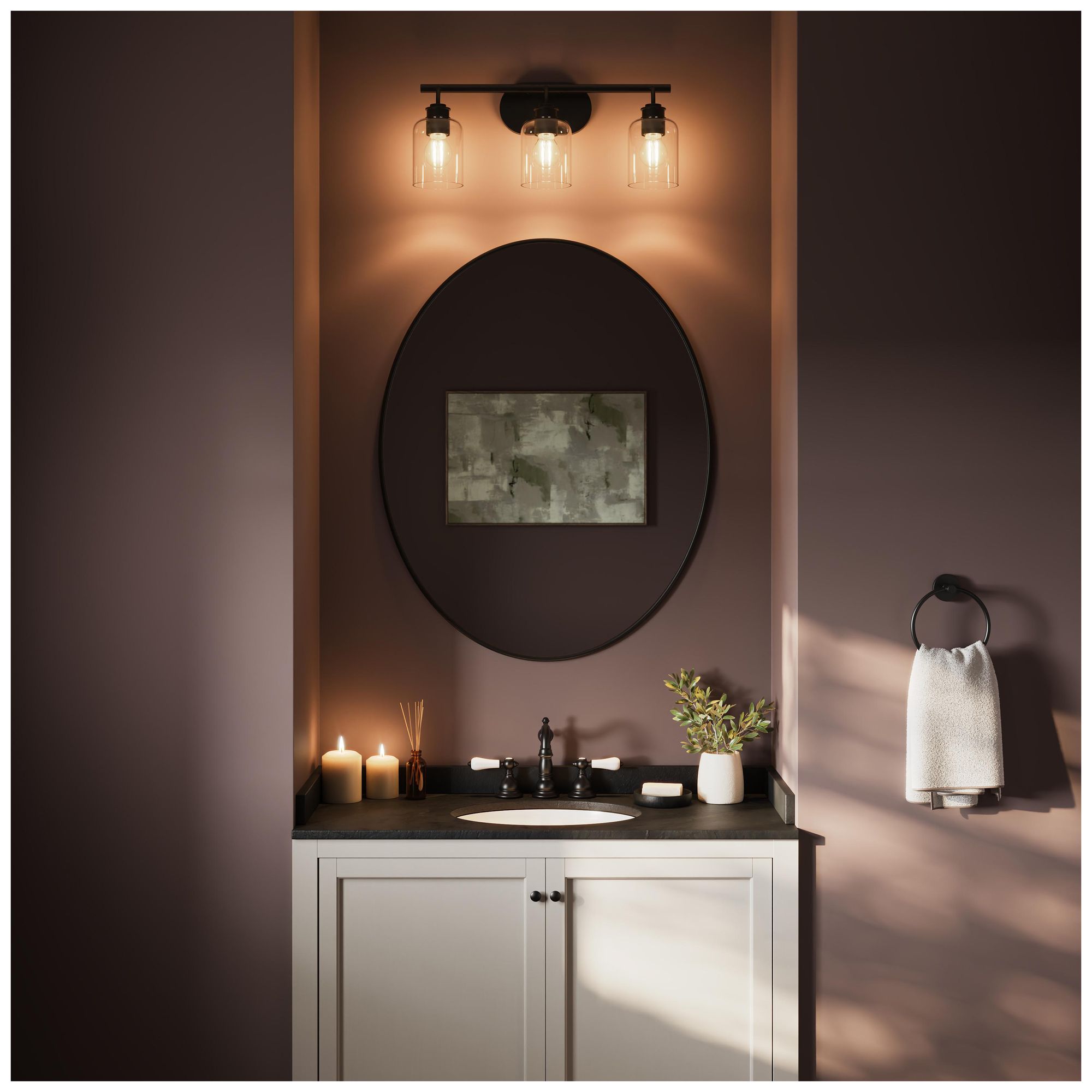 Image 4 Reines Three-Light Bath Vanity with Clear Glass Shades more views