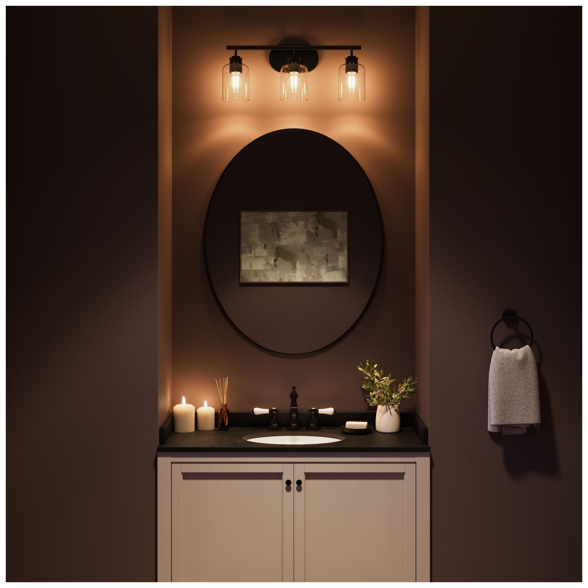 Image 5 Reines Three-Light Bath Vanity with Clear Glass Shades more views
