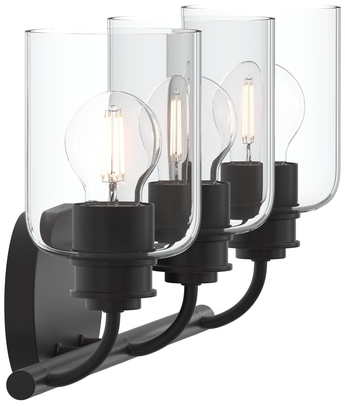 Reines Three-Light Bath Vanity with Clear Glass Shades