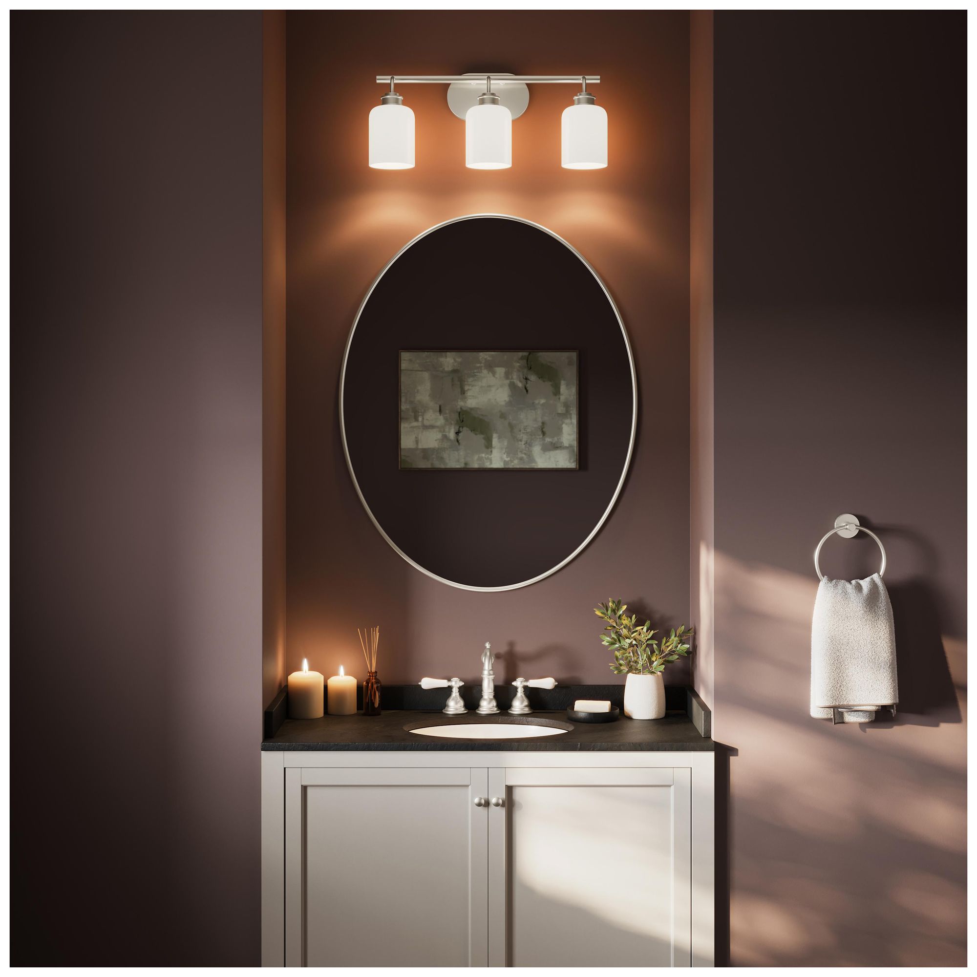 Image 3 Reines Three-Light Bath Vanity with Opal Glass Shades more views