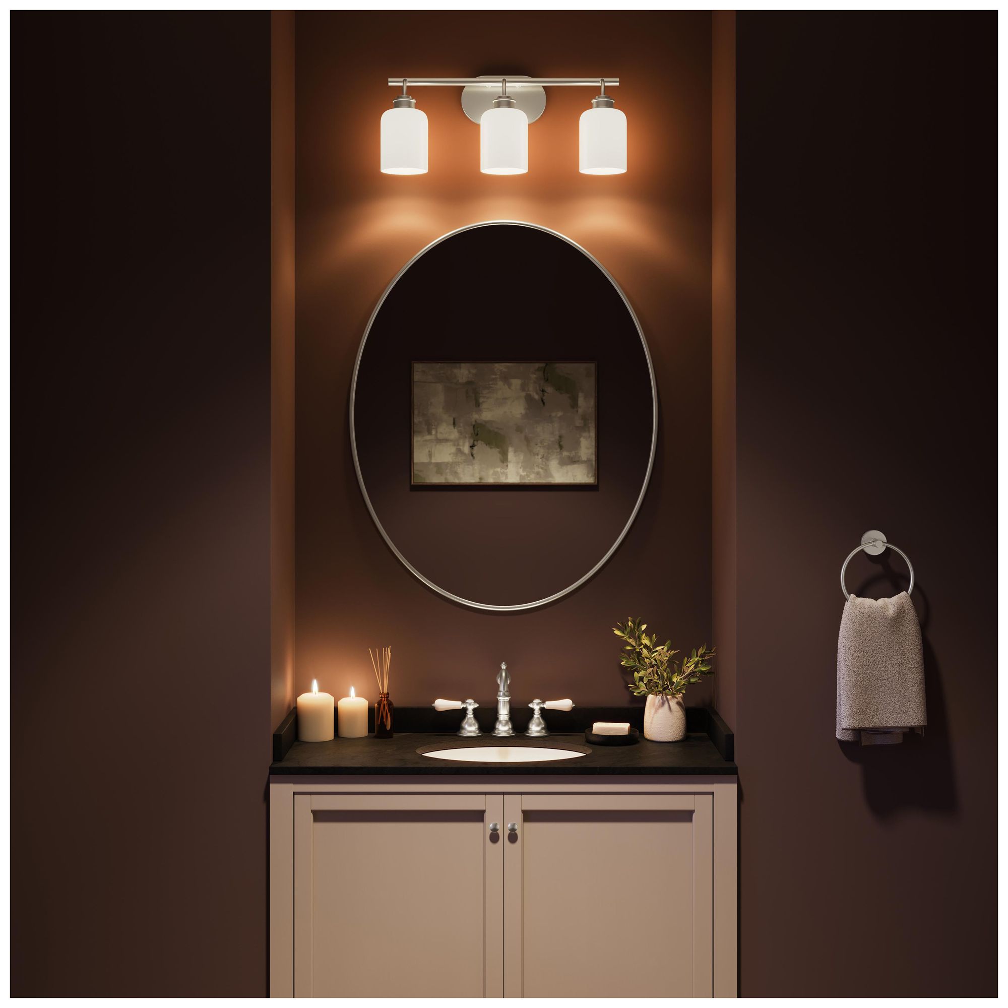 Image 5 Reines Three-Light Bath Vanity with Opal Glass Shades more views