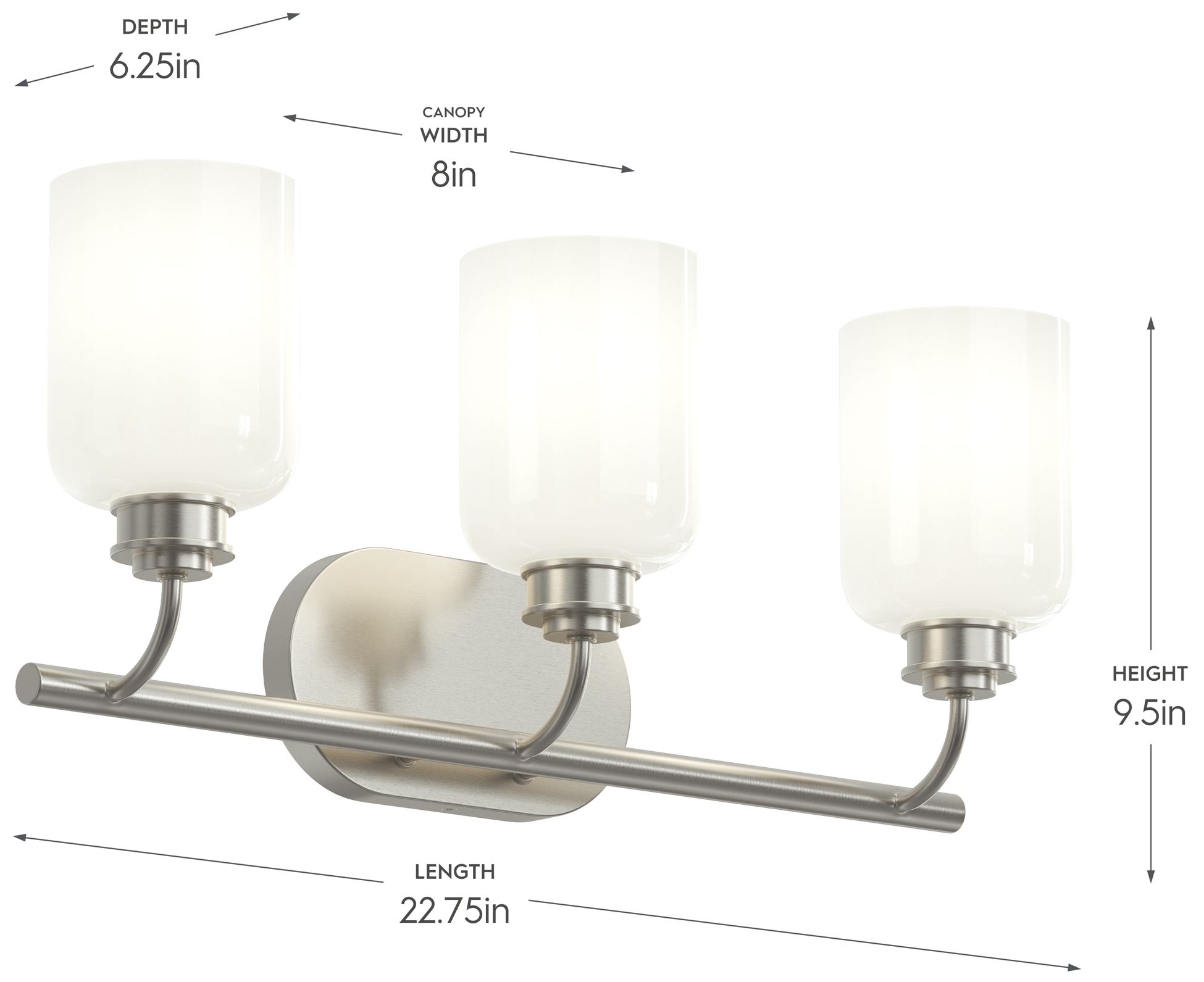 Image 6 Reines Three-Light Bath Vanity with Opal Glass Shades more views