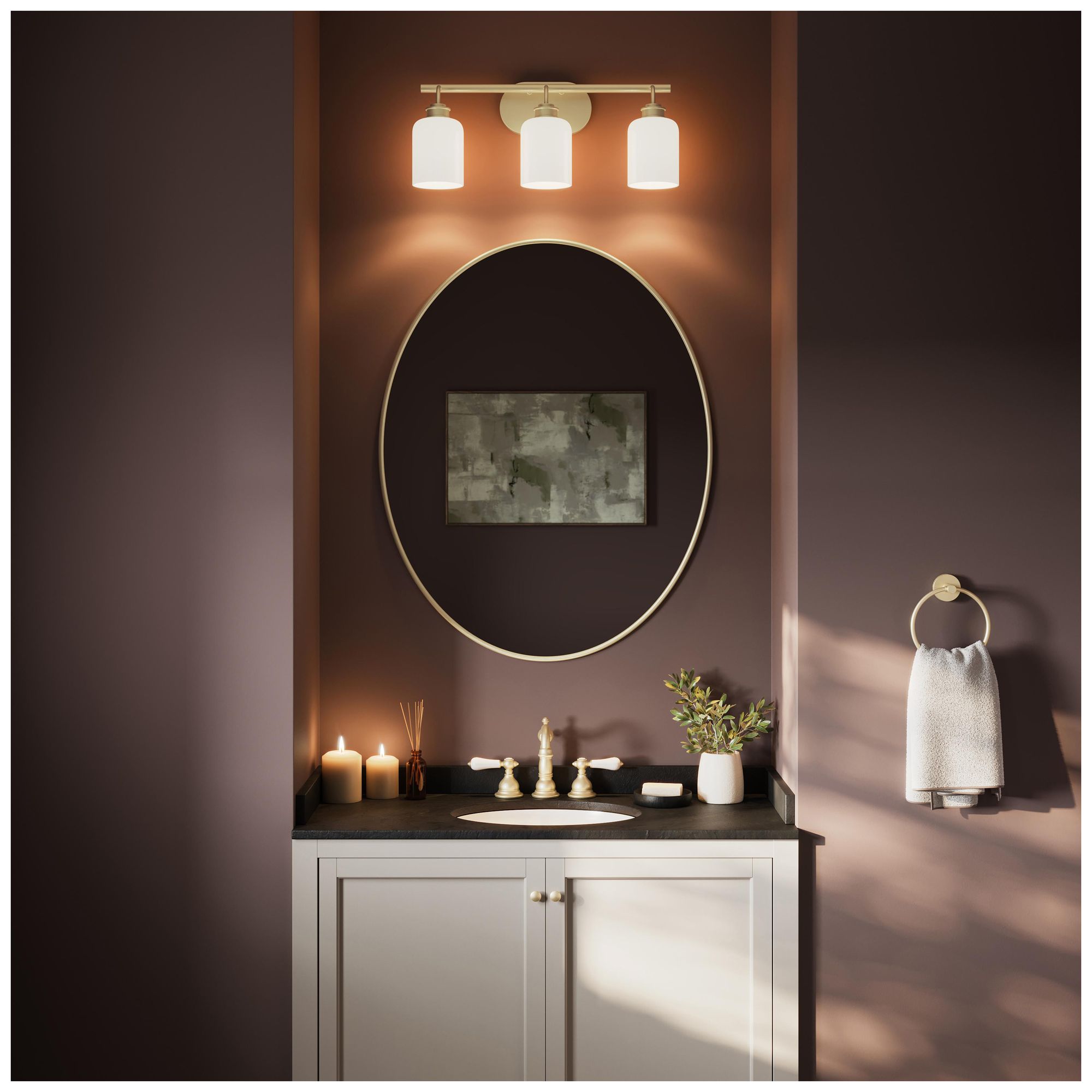 Image 4 Reines Three-Light Bath Vanity with Opal Glass Shades more views