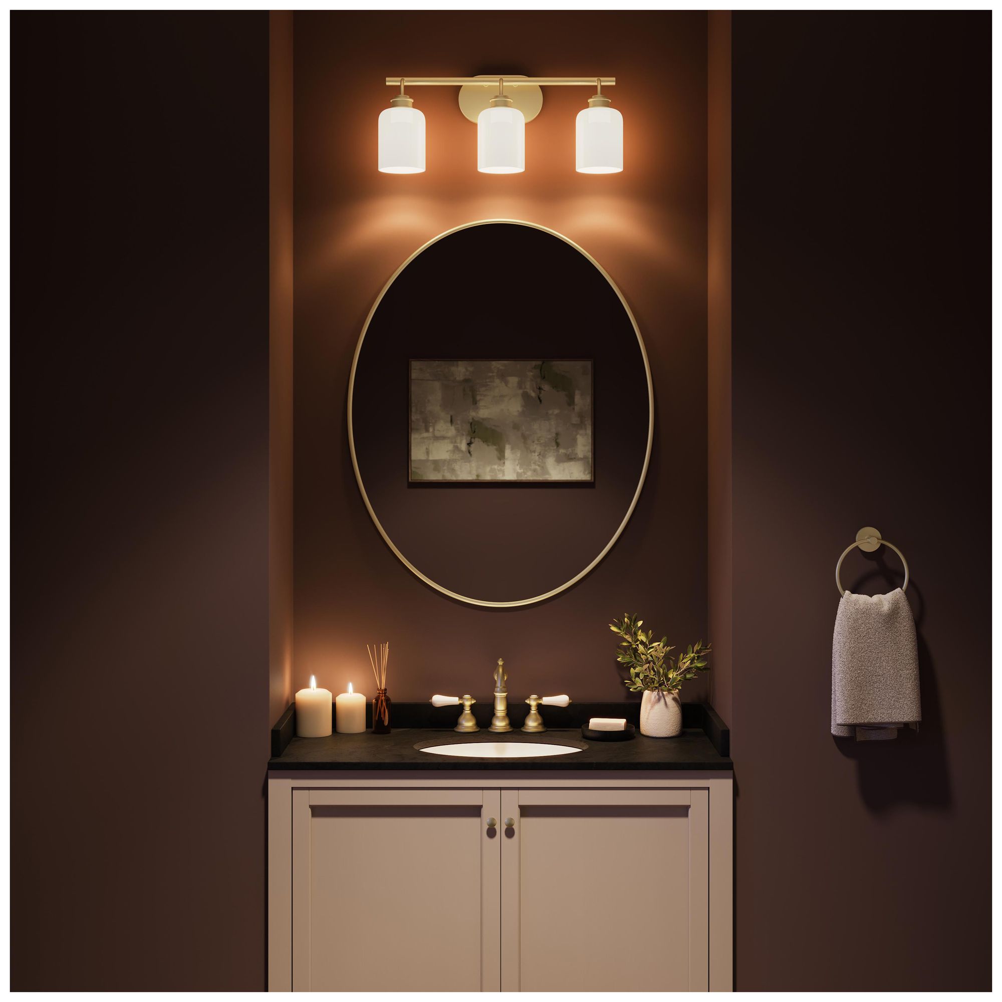 Image 5 Reines Three-Light Bath Vanity with Opal Glass Shades more views