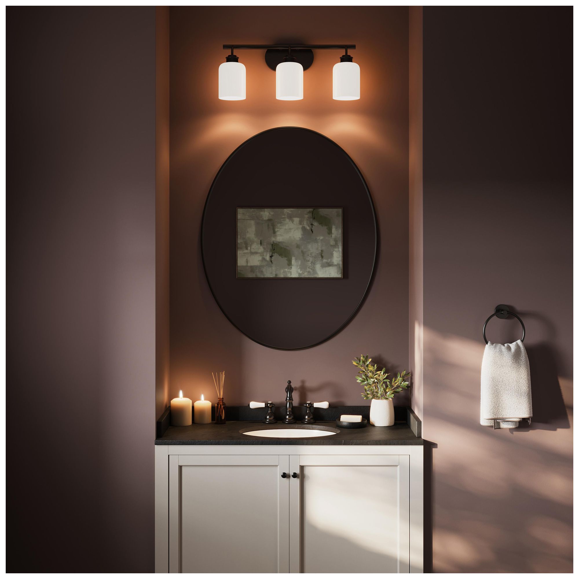 Image 4 Reines Three-Light Bath Vanity with Opal Glass Shades more views