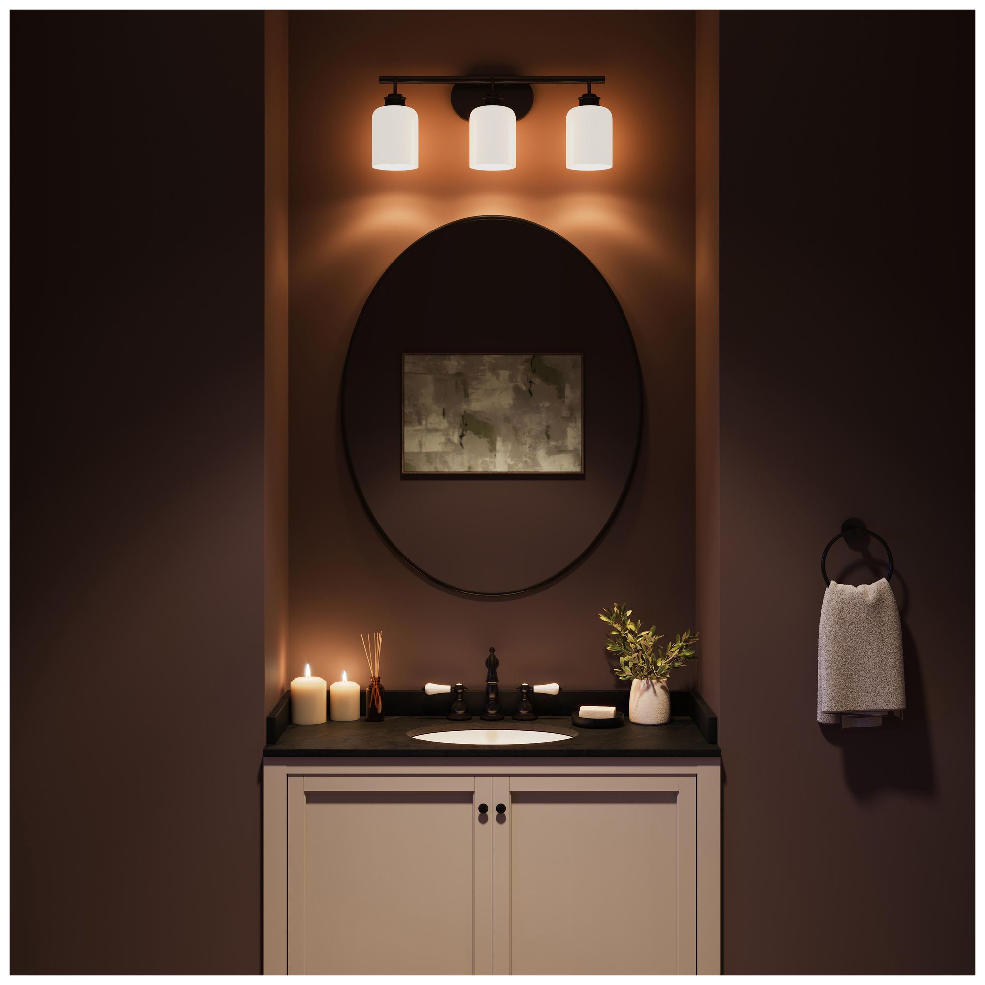 Image 5 Reines Three-Light Bath Vanity with Opal Glass Shades more views
