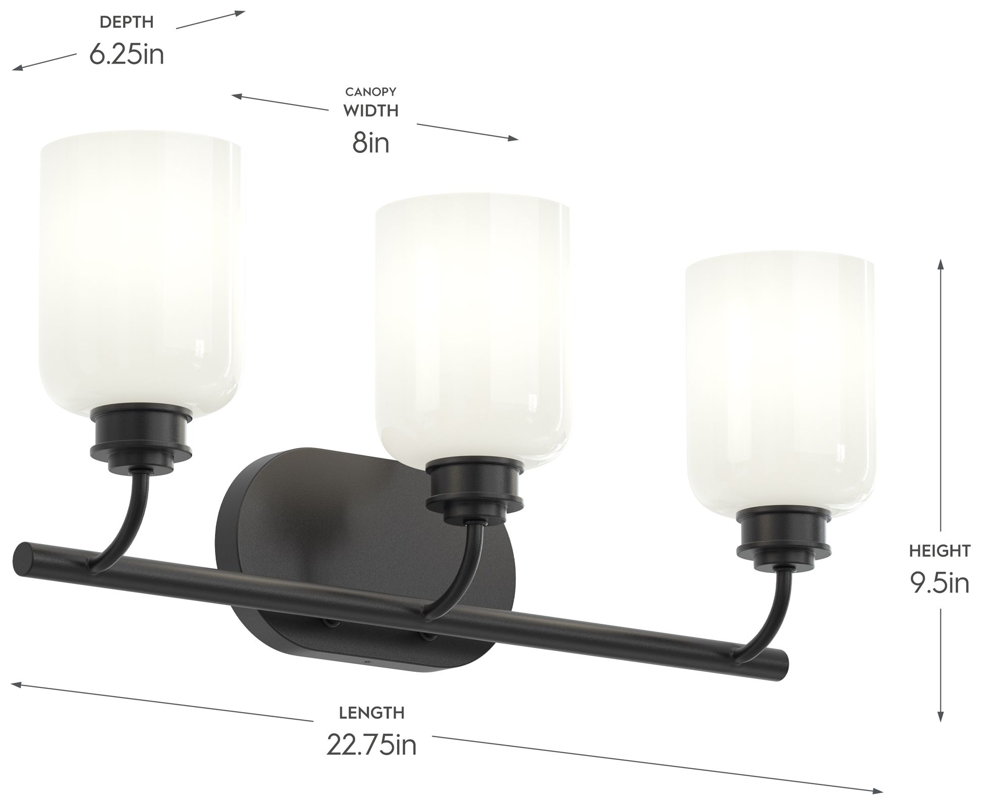 Image 6 Reines Three-Light Bath Vanity with Opal Glass Shades more views