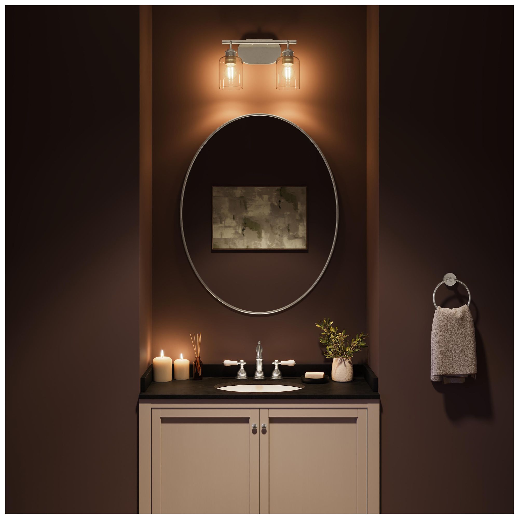 Image 5 Reines Two-Light Bath Vanity with Clear Glass Shades more views