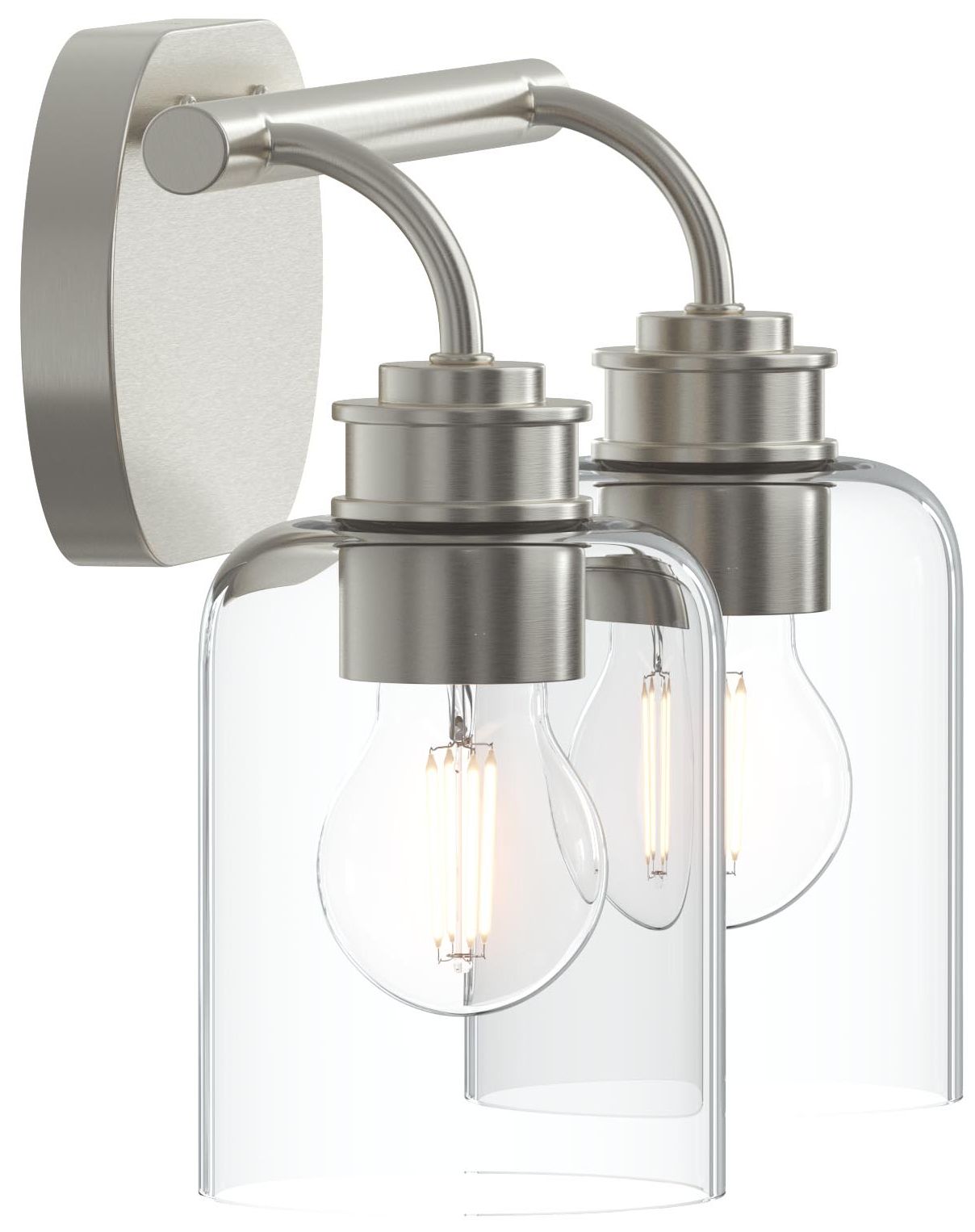 Reines Two-Light Bath Vanity with Clear Glass Shades