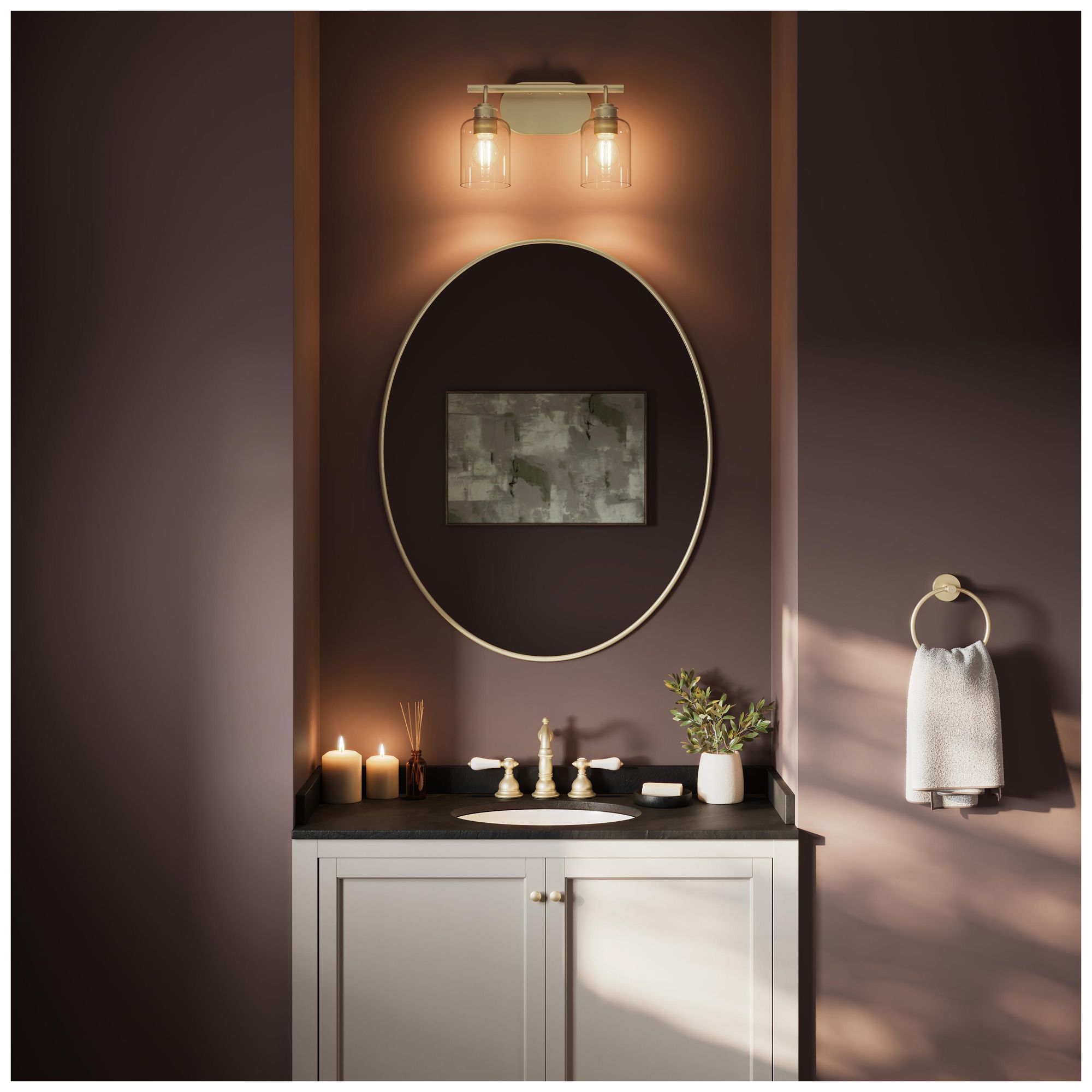 Image 4 Reines Two-Light Bath Vanity with Clear Glass Shades more views