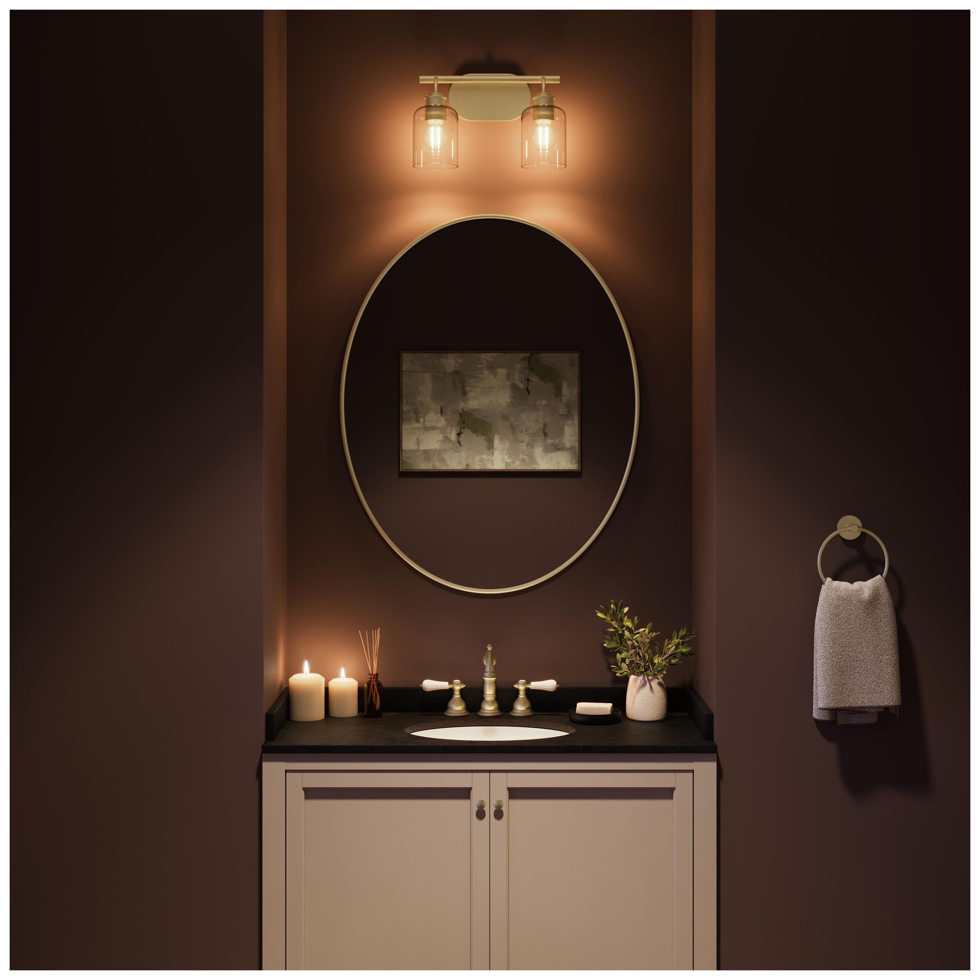 Image 5 Reines Two-Light Bath Vanity with Clear Glass Shades more views