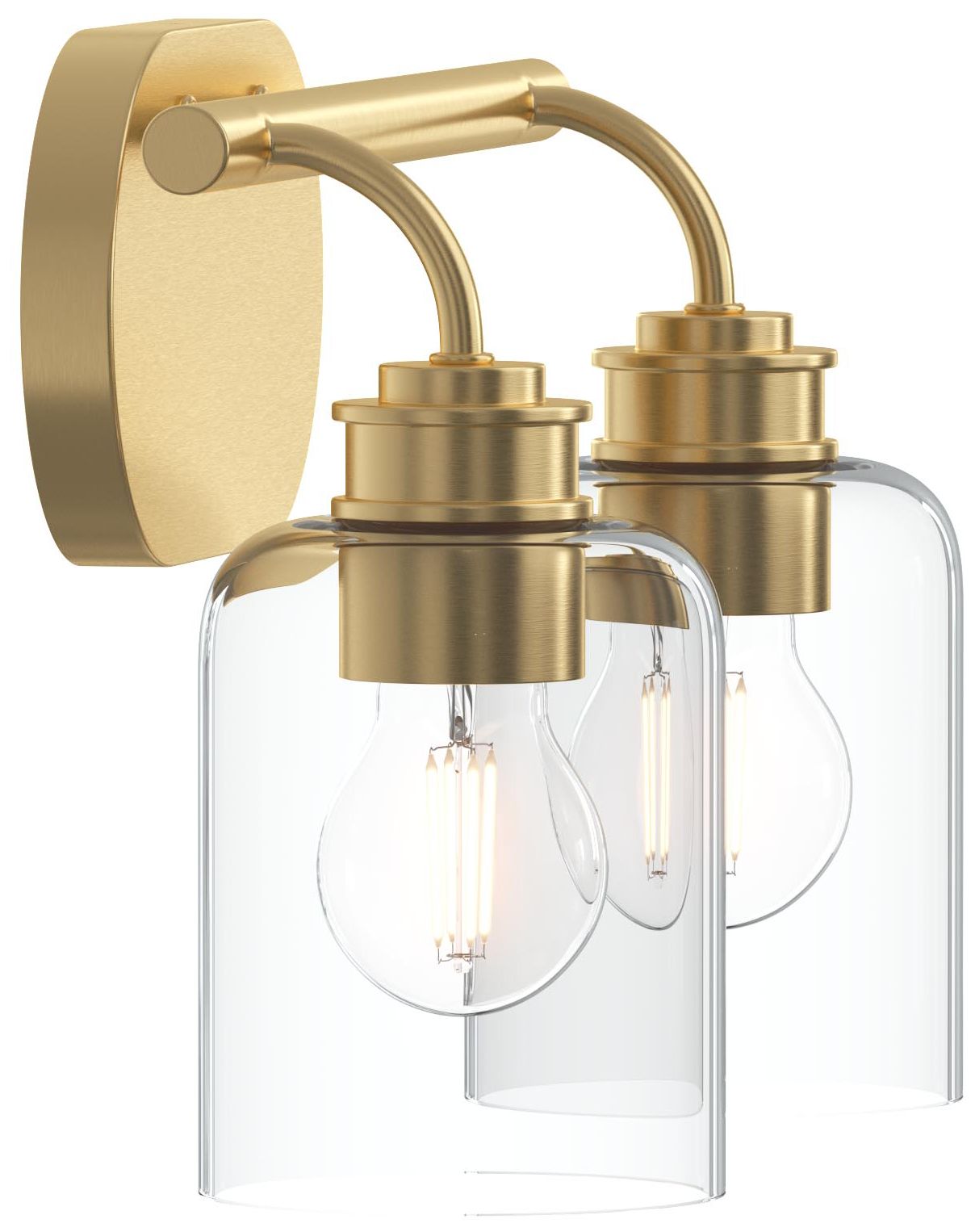 Reines Two-Light Bath Vanity with Clear Glass Shades