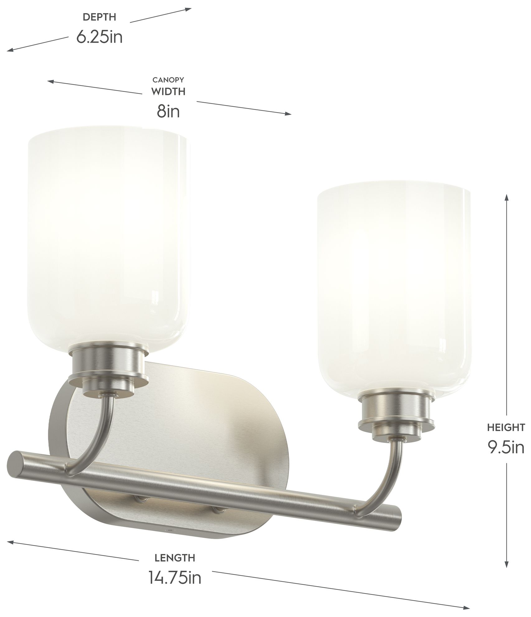 Image 6 Reines Two-Light Bath Vanity with Opal Glass Shades more views
