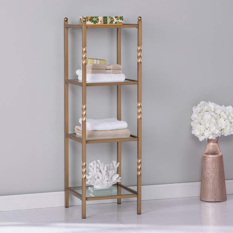 Image 1 Reinzo 13 1/4" Wide Gold 4-Tier Bathroom Shelf