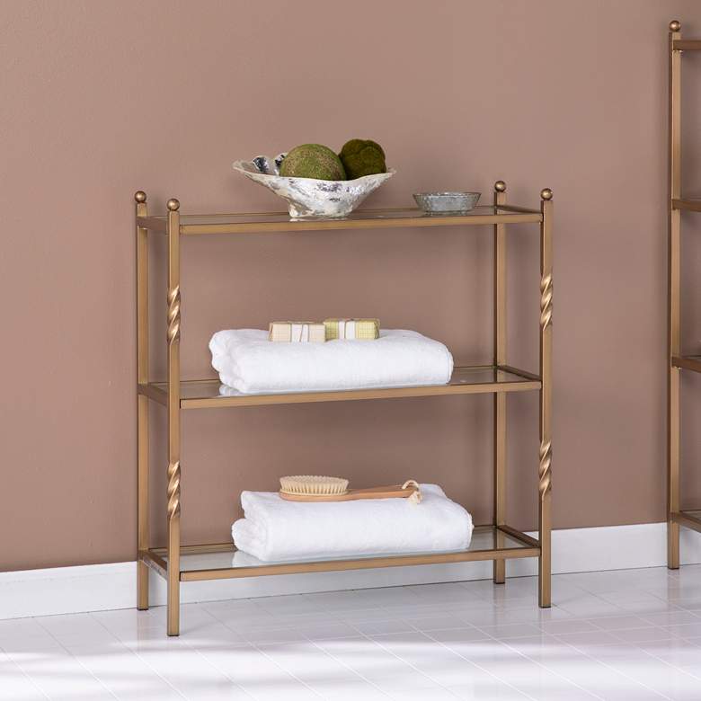Image 1 Reinzo 28 1/4" Wide Gold 3-Tier Bathroom Shelf