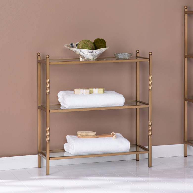 Image 1 Reinzo 28 1/4 inch Wide Gold 3-Tier Bathroom Shelf