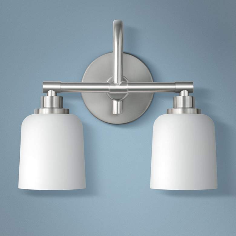 Image 1 Reiser 12" High 2-Light Satin Nickel Wall Sconce