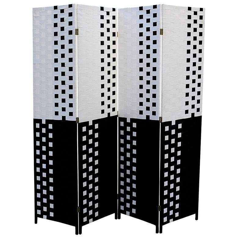 Image 1 Reisner 70 1/2" Wide Straw Weave 4-Panel Room Divider Screen