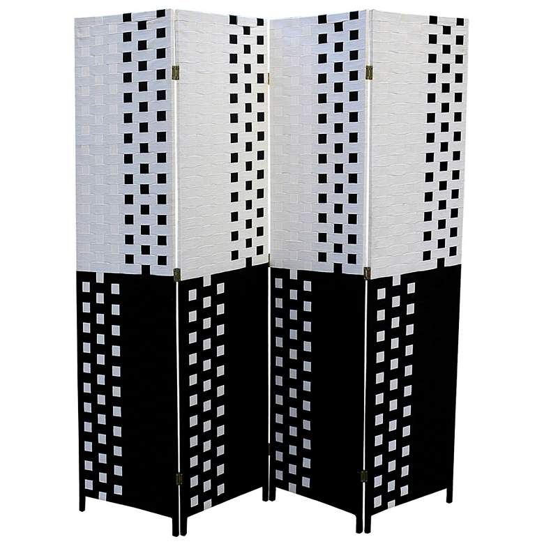 Image 1 Reisner 70 1/2 inch Wide Straw Weave 4-Panel Room Divider Screen