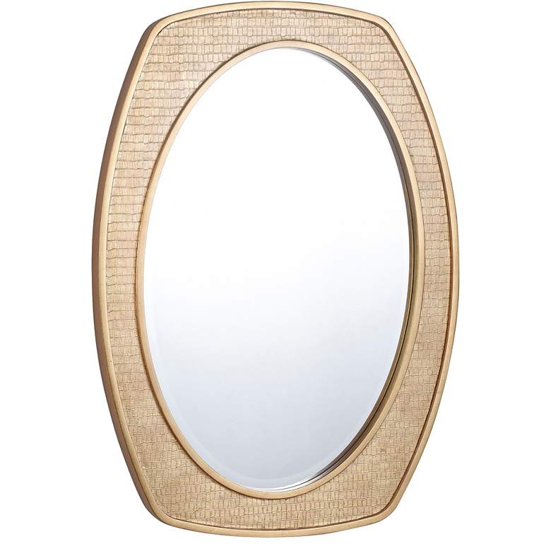 Image 1 Reitz 33"H x 25"L Satin Gold Frame Oval Wall Mirror