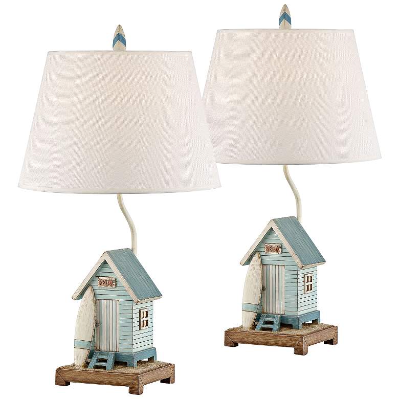 Image 1 Relax At The Beach Coastal Surf Table Lamp Set of 2