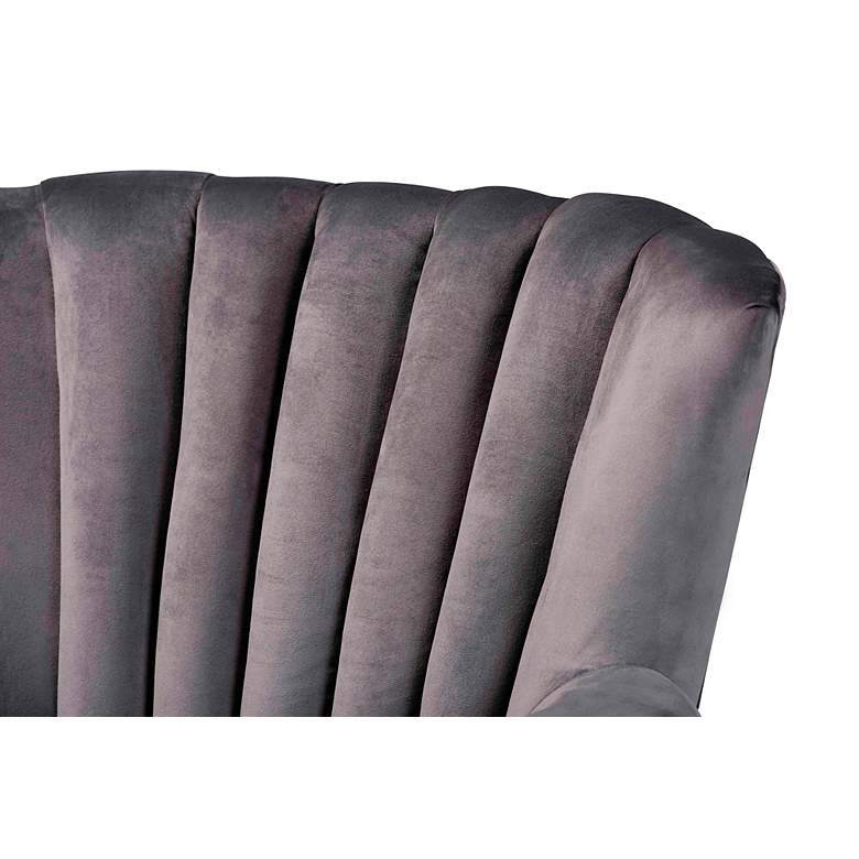 Image 3 Relena Gray Velvet Fabric Tufted Accent Armchair more views