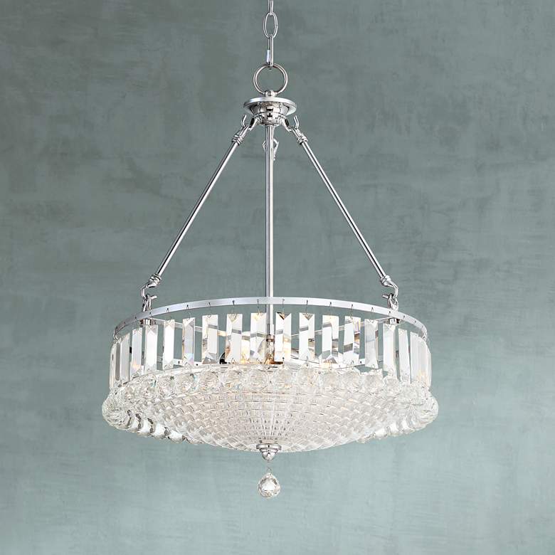Image 1 Relevee 18 inch Wide Chrome and Crystal Pendant Light