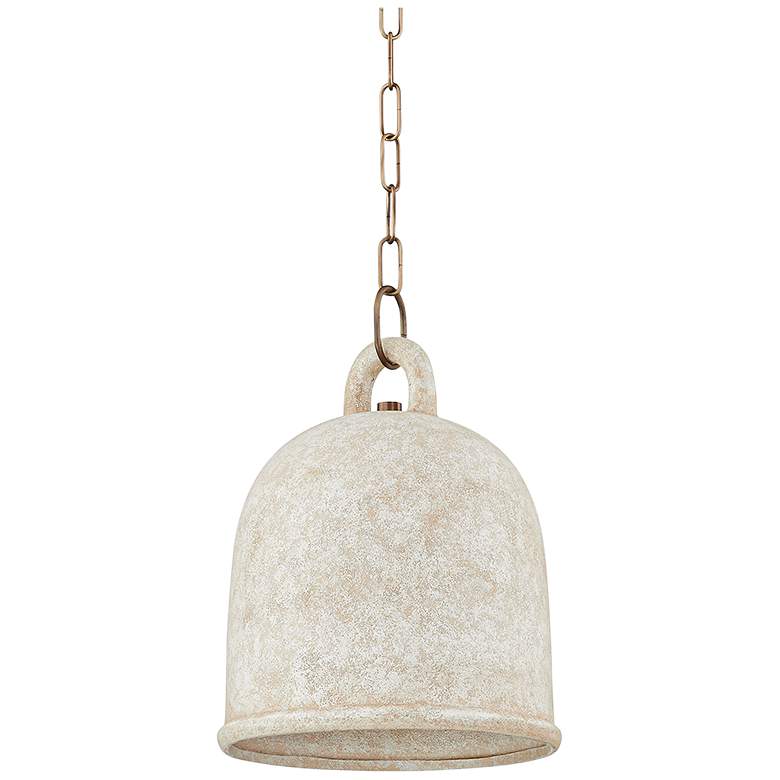 Image 1 Relic 12 1/4"W Patina Brass and White Ceramic Pendant Light