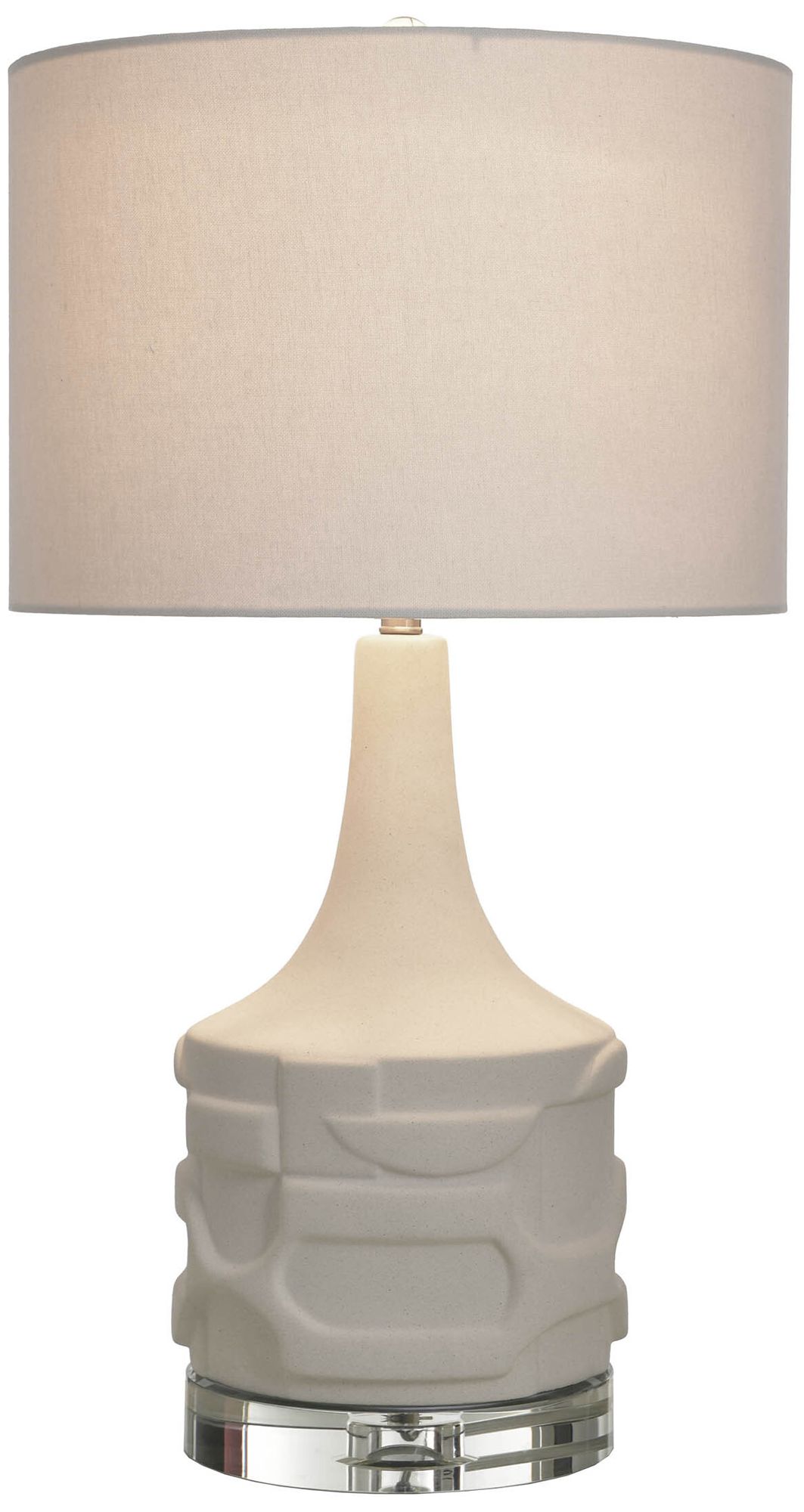 Relief Porcelain 35" High Matte White Table Lamp - Ivory Shade