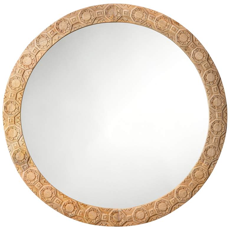 Image 3 Relief Wood Carved Round Mirror