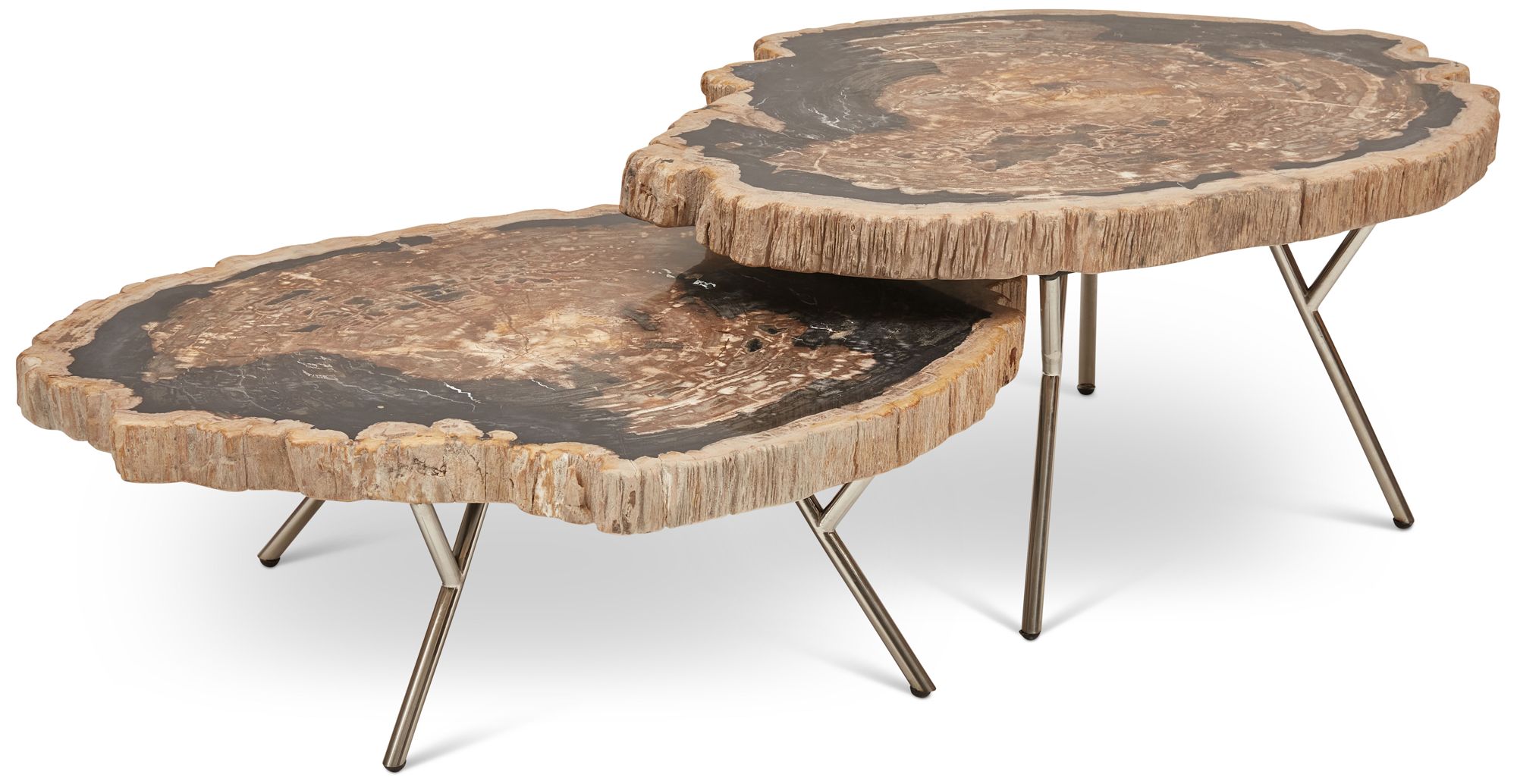 Image 2 Relique 30" Wide Natural Dark, Polished Stainless Steel Coffee Table more views