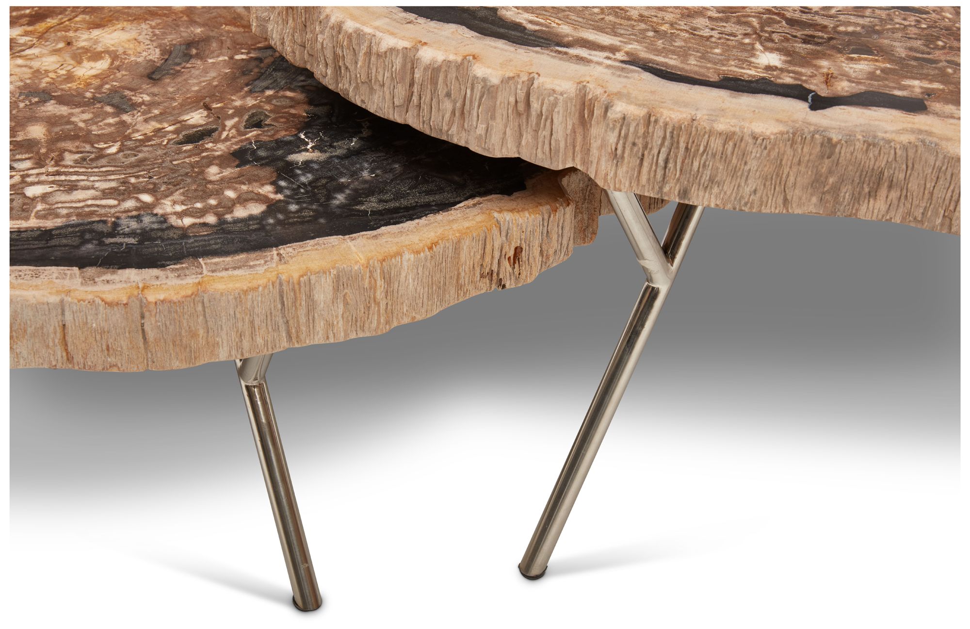 Relique 30" Wide Natural Dark, Polished Stainless Steel Coffee Table