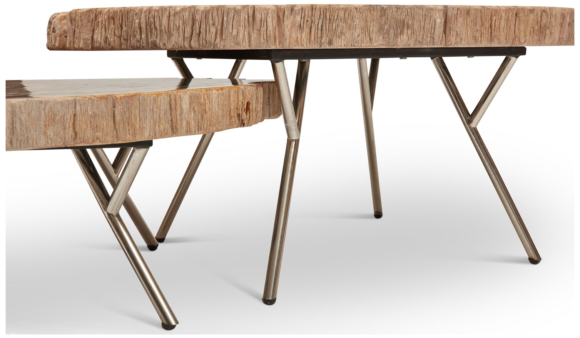 Relique 30" Wide Natural Dark, Polished Stainless Steel Coffee Table