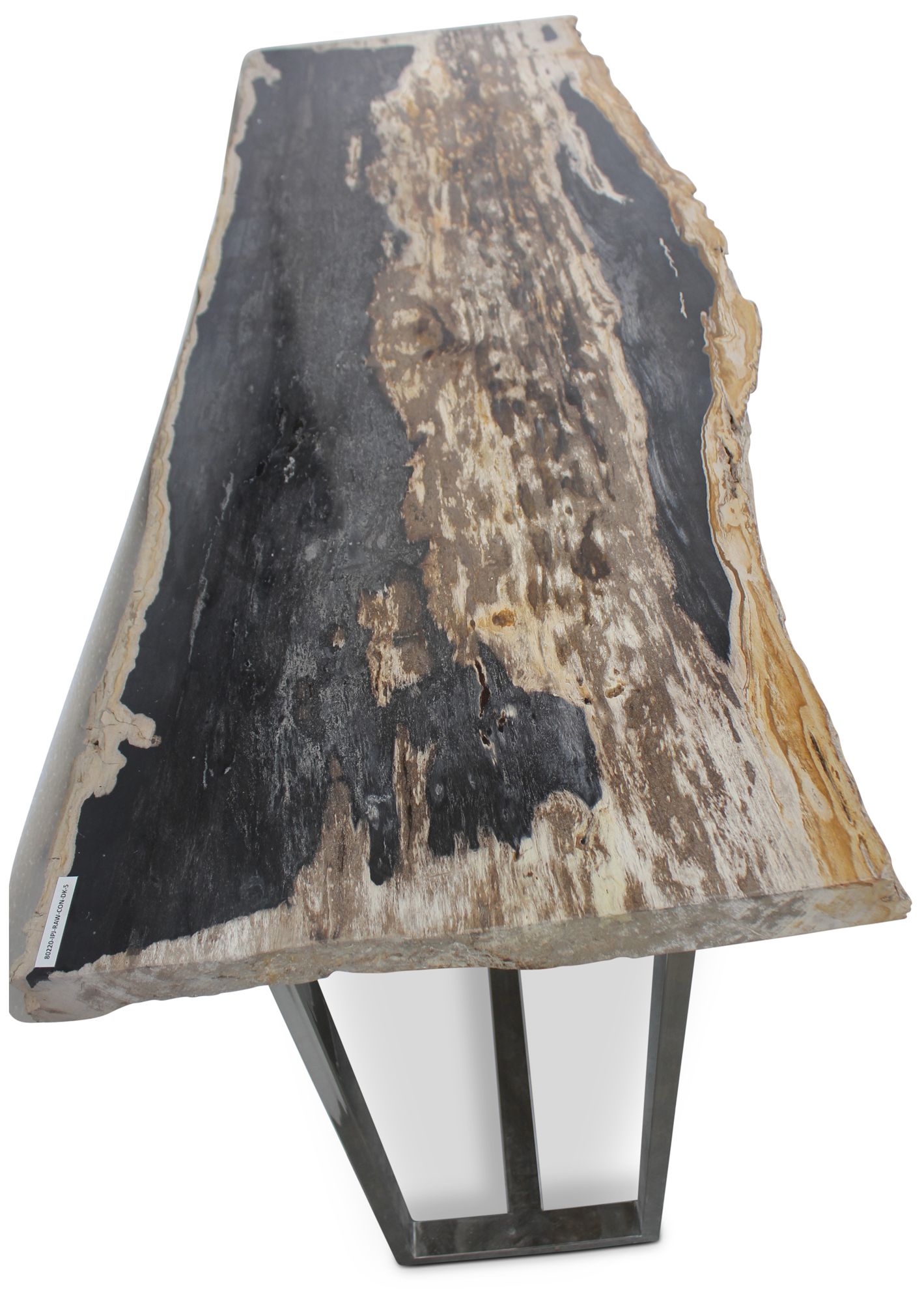 Image 4 Relique 60" Wide Natural Dark, Polished Stainless Steel Console Table more views