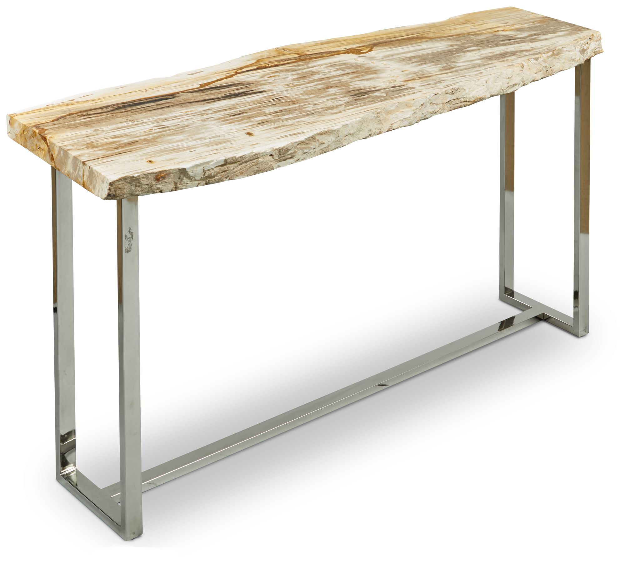 Image 4 Relique 60" Wide Natural Light, Polished Stainless Steel Console Table more views