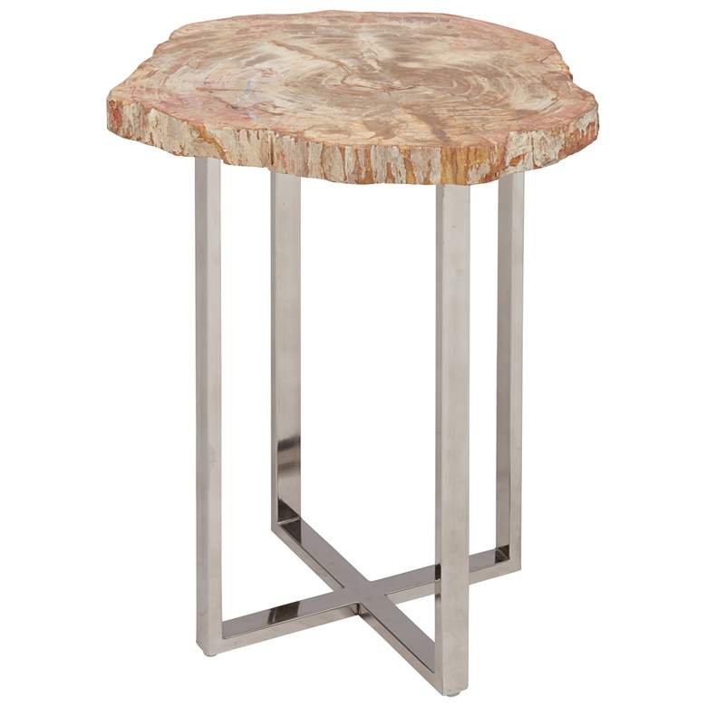 Image 1 Relique Eliza 18"W Natural Light End Table Polished Stainless Steel Frame