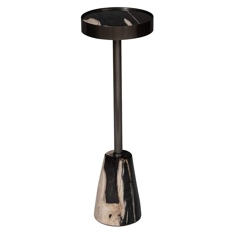 Image 1 Relique Jael 8.25" Wide Natural Dark End Table Nickel Frame