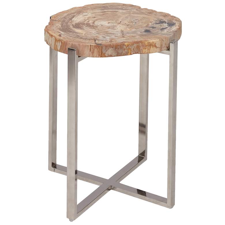 Image 1 Relique Milo 18"W Natural Light End Table Polished Stainless Steel Frame