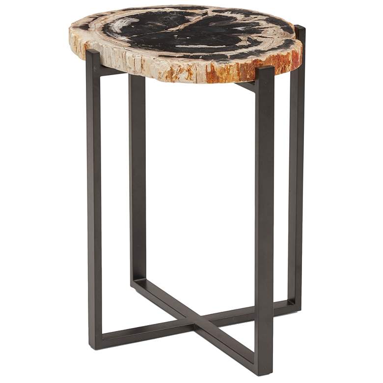 Image 1 Relique Milo 18" Wide Natural Dark End Table Black Frame