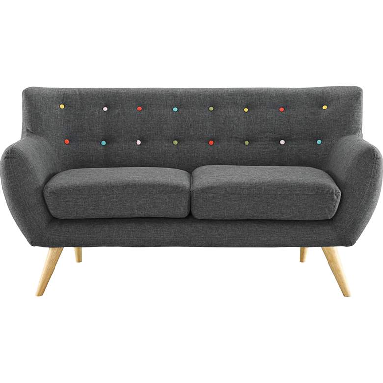 Image 2 Remark 61 1/2" Wide Gray Fabric Tufted Loveseat
