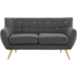 Remark 61 1/2&quot; Wide Gray Fabric Tufted Loveseat