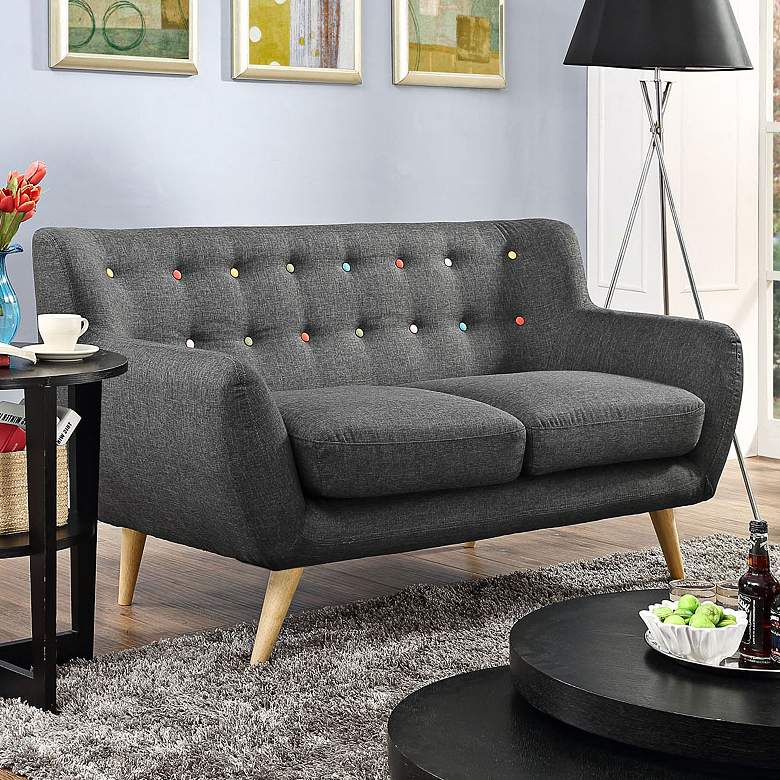 Image 1 Remark 61 1/2 inch Wide Gray Fabric Tufted Loveseat