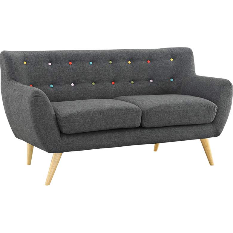 Image 3 Remark 61 1/2" Wide Gray Fabric Tufted Loveseat more views