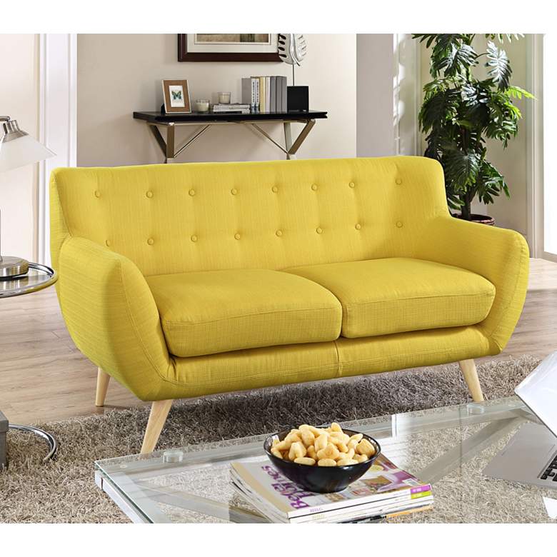 Image 1 Remark 61 1/2" Wide Sunny Fabric Tufted Loveseat
